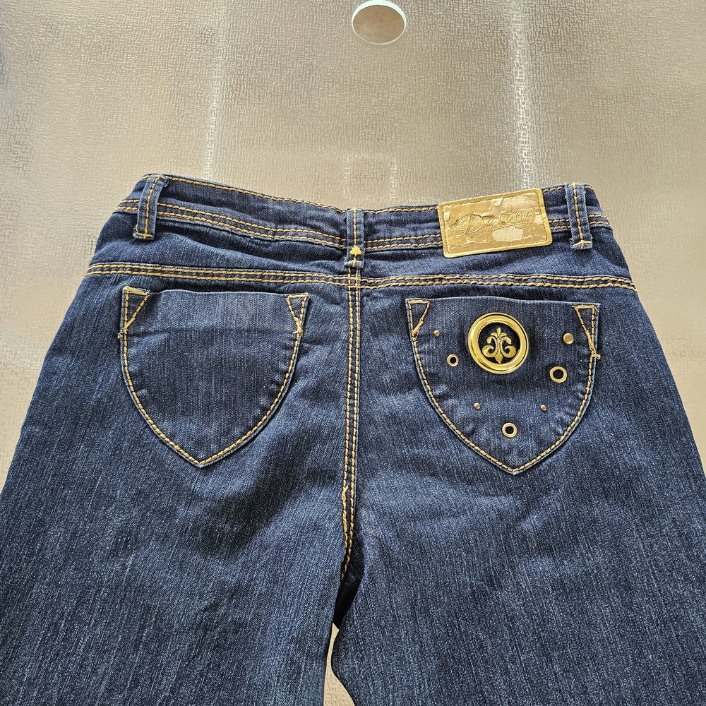 Deréon Jeans Gold Embellished Mid-Rise Skinny Denim Y2K Streetwear Glam 11/12 - Picture 4 of 13